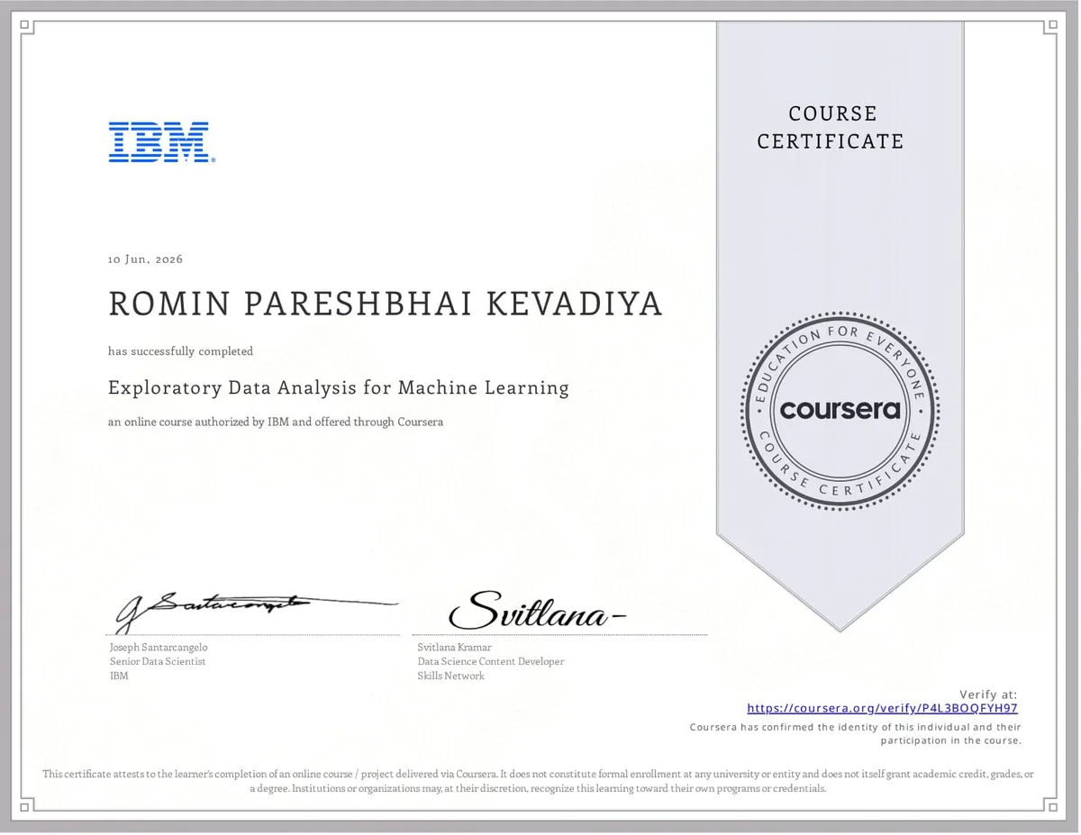 Exploratory Data Analysis for Machine Learning